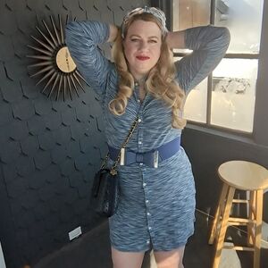 American Eagle Space Dye Knit Button Up Dress